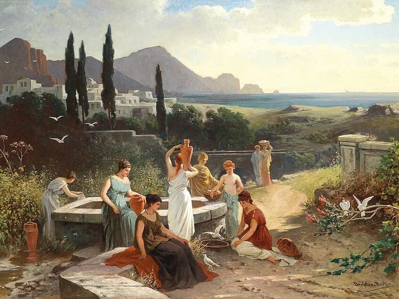1822-Albert Dressler - Donne alla fontana
